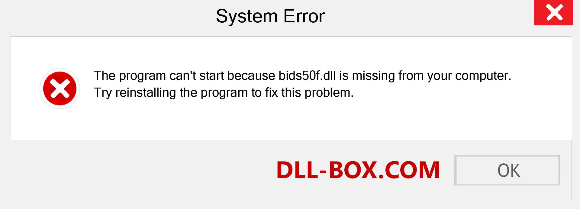  bids50f.dll file is missing?. Download for Windows 7, 8, 10 - Fix  bids50f dll Missing Error on Windows, photos, images